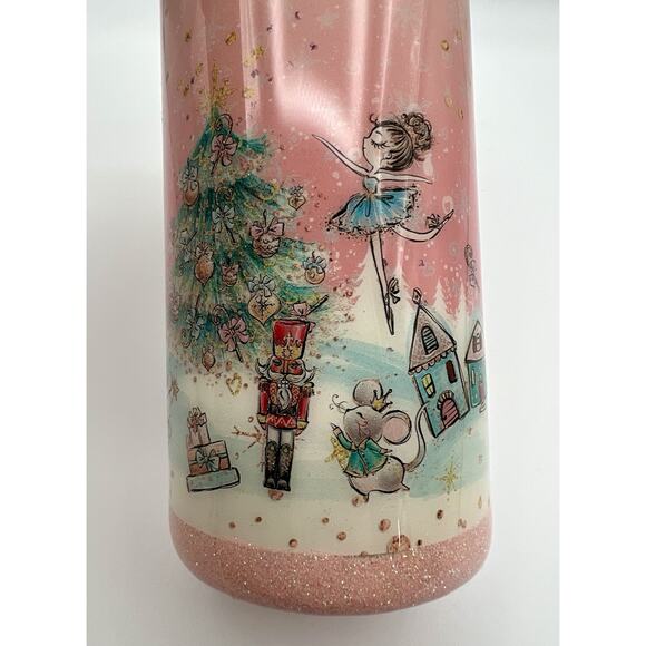 Pink Ballerina Nutcracker Ballet Christmas Themed Glitter 20oz Tumbler with Lid - Picture 2 of 13